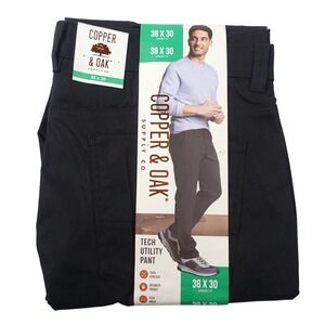 Copper and Oak Supply Co Utility Pants Men 38x30 Black Straight Fit Tech